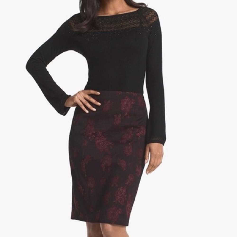 WHBM rose print jacquard skirt suit - Picture 5 of 16